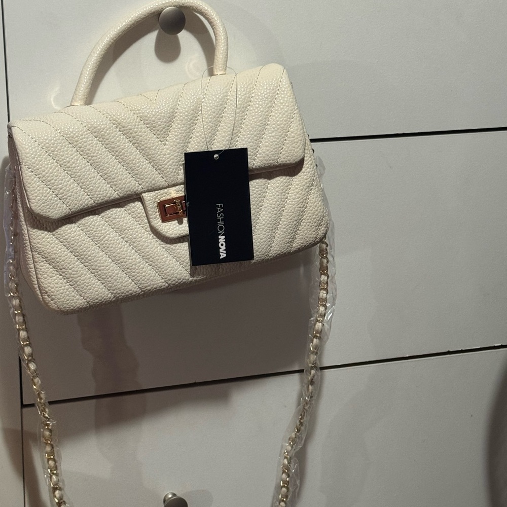 Fashion Nova Cream Quilted Women's Bag